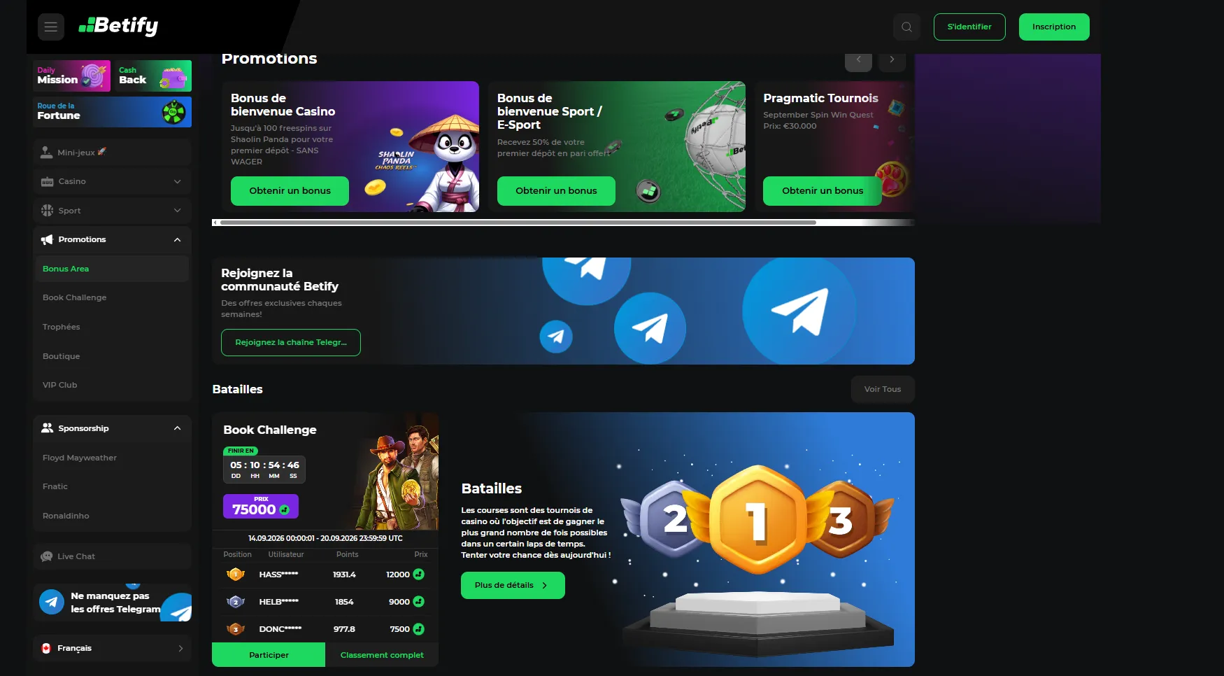 Bonus, offres et conditions – code promo Betify